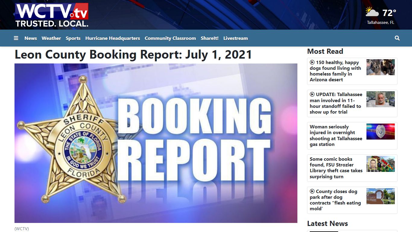 Leon County Booking Report: July 1, 2021 - WCTV