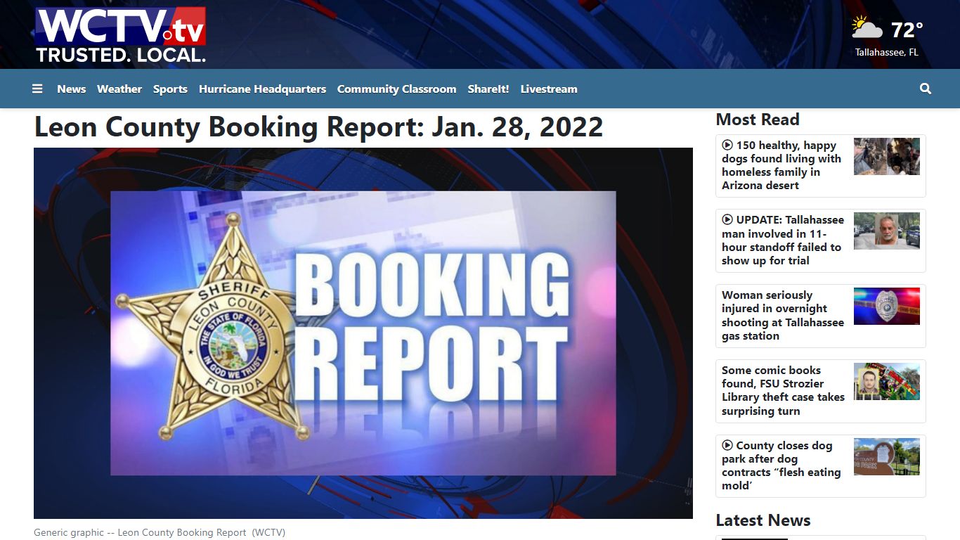 Leon County Booking Report: Jan. 28, 2022 - WCTV